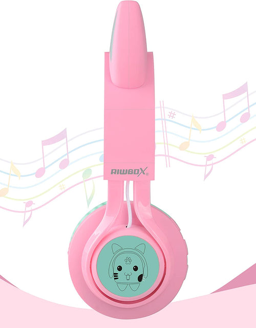 Load image into Gallery viewer, CT-7 Cat Ear Bluetooth Headphones, LED Light up Bluetooth Wireless over Ear Headphones with Microphone and Volume Control for Travel/School/Smartphones/Laptop/Pc/Tv (Pink&amp;Green)
